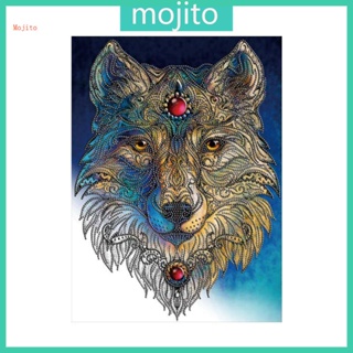 Mojito Fox ชุดงานปักครอสสติตช์คริสตัล รูปสุนัขจิ้งจอก 5D สําหรับตกแต่งบ้าน DIY