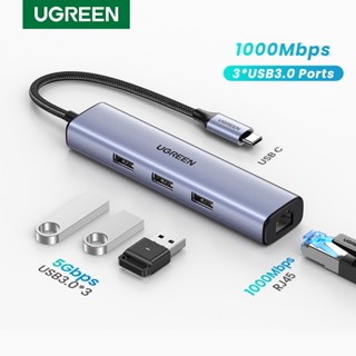 Ugreen อะแดปเตอร์การ์ดเครือข่าย Usb C Ethernet HUB Usb3.0 1000Mbps Gigabit สําหรับ PC Nintendo Switch Usb Ethernet Adapter Usb To RJ45