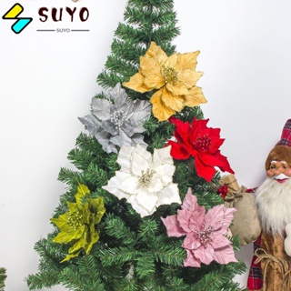 Suyo ดอกไม้ประดิษฐ์ ประดับกลิตเตอร์ DIY สําหรับตกแต่งบ้าน ปาร์ตี้คริสต์มาส 5 ชิ้น