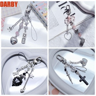 Darby Y2K สายคล้องโทรศัพท์มือถือ ประดับลูกปัด จี้ผีเสื้อ สีชมพูหวาน แฮนด์เมด อุปกรณ์เสริม สําหรับเด็กผู้หญิง