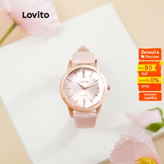 Lovito นาฬิกาข้อมือควอตซ์ ประดับไรน์สโตน สไตล์ลำลอง L004011 (สีชมพู)