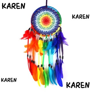 Karen เครื่องรางดักฝัน พลาสติก ขนนก สีรุ้ง ขนาด 22*10 นิ้ว หลากสี สําหรับแขวนตกแต่งห้องนอน