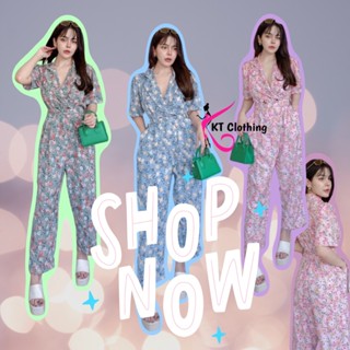 ส่งไว 💗พร้อมส่ง  Jumpsuit จั้มสูทคอปก ขายาว  + สายผูก ชุดไปทะเล ชุดเซ็ท ชุดเดรส เสื้อผ้าสาวอวบ ทำงาน