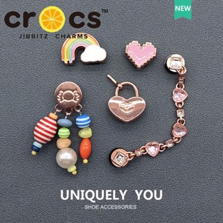 jibbitz crocs กระดุมโลหะ ประดับเพชร อุปกรณ์เสริม สําหรับรองเท้า ตัวติดรองเท้า crocs