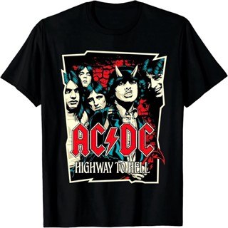 เสื้อยืดแขนสั้นเสื้อวง ACDC เสื้อยืดย้อนยุค คอกลม  cotton t-shirt  ใส่ได้ทั้งชายและหญิงS-5XL