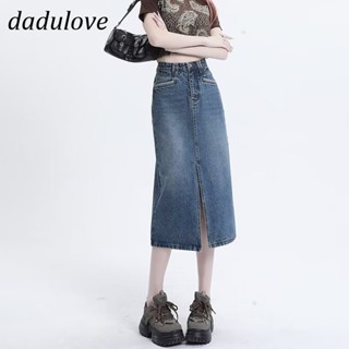 DaDulove💕 New Korean Version of INS Slit Denim Skirt WOMENS High Waist Skirt Small Crowd Large Size Bag Hip Skirt