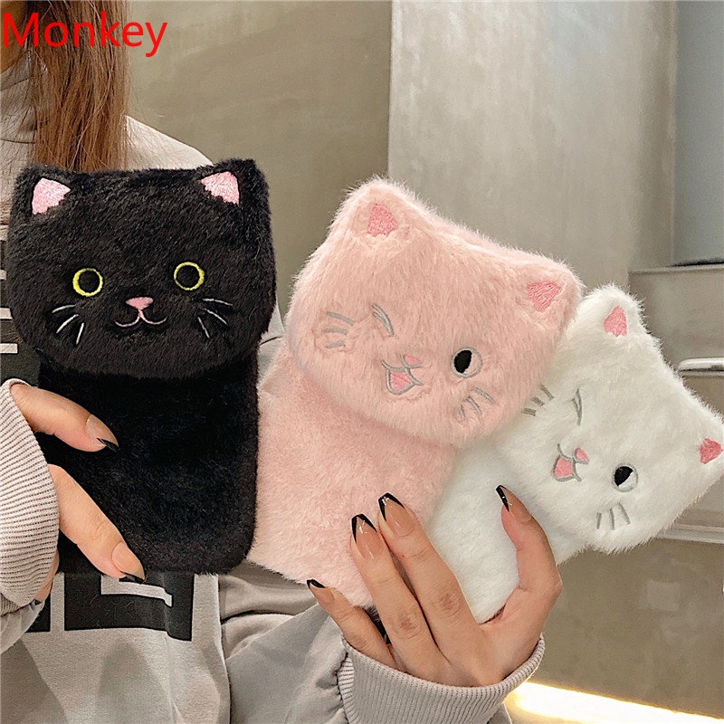 เคสโทรศัพท์มือถือ ผ้ากํามะหยี่ขนนิ่ม ปักลายแมว 3D สําหรับ Samsung Galaxy M13 M14 A54 A34 A24 A14 A04 A04S S23 S22 Ultra S21 FE