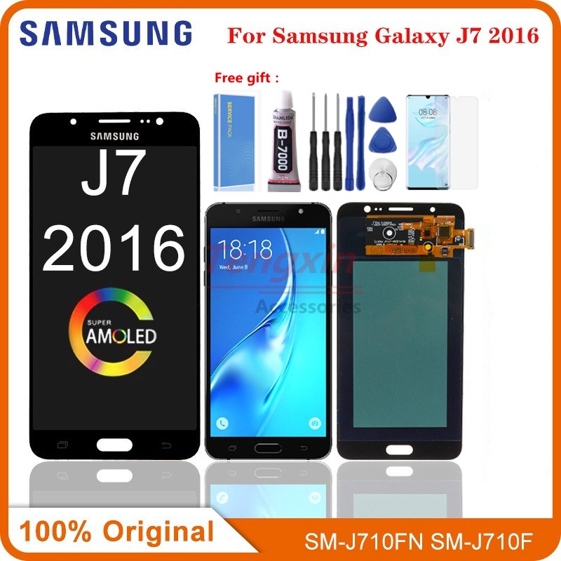5.5 "; AMOLED สําหรับ Samsung Galaxy J7 2016 LCD J710 SM J710F J710FN J710M J710H J710A DS จอแสดงผล 