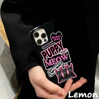 [Lemon] เคสโทรศัพท์ซิลิโคน TPU แบบนิ่ม ลายสุนัข สีดํามันวาว สําหรับ iPhone 14 14pro 14plus 14promax 7 8 7plus 8plus 11 12 X XS XR XSMAX 11pro 12pro 11promax 12promax 13 13pro13