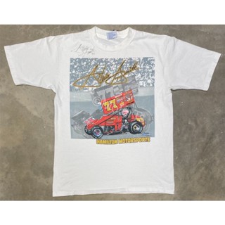 เสื้อยืดลําลอง แขนสั้น พิมพ์ลาย Stevie Smith "The Black Bandit" Tour 92 Sprint Car Tee 1992 สไตล์วินเทจ ขนาดใหญ่