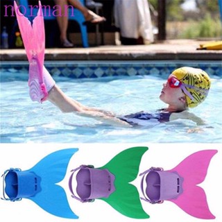 NORMAN Adjustable Swimming Fins Children Foot Flipper Swim Fin Water Sports Snorkeling Submersible Tail Monofin Mermaid Kids Flipper/Multicolor