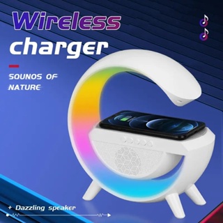 ลำโพงบลูทูธ 3 in1 + แท่นชาร์จไร้สาย + โคมไฟ Led Lamp รุ่น BT 2301 Bluetooth Wireless Charging LED RGB ไฟข้างเตียง