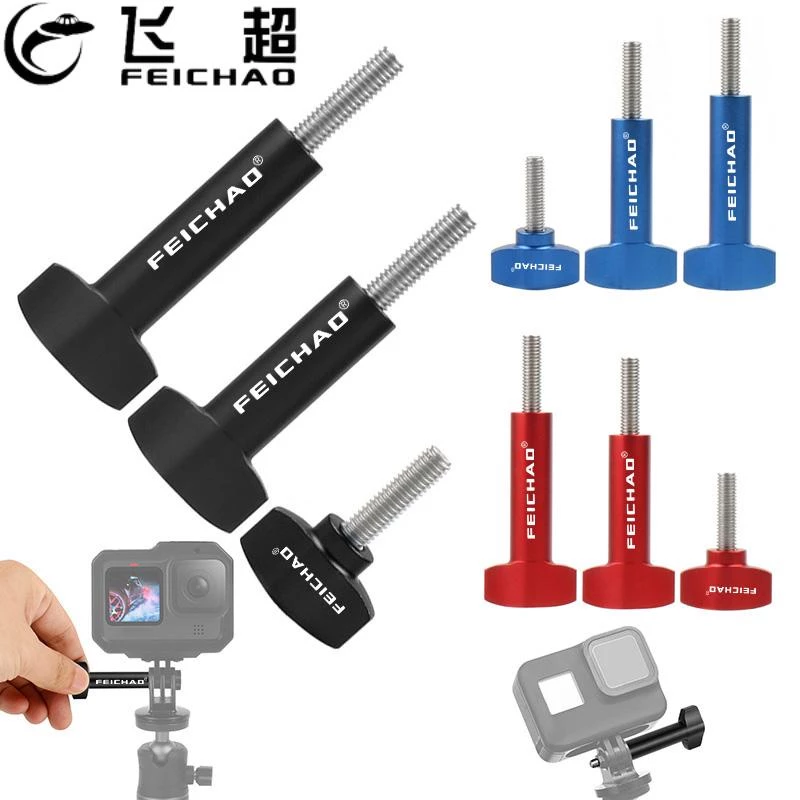 FEICHAO สําหรับ GoPro 13 12 11 สําหรับ Insta360 M5 ด้าย Bolt สแตนเลส & อลูมิเนียม T หัวมือกระชับสกรู Clamping Knob คู่มือจับสกรู thumbnail 3