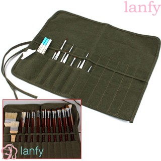 Lanfy กระเป๋าใส่แปรงสีน้ํามันสีน้ํามัน 22 หลุมสีเขียวทหารสําหรับศิลปินนักเรียน