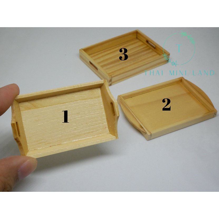 ถาดไม้ ถาดไม้จิ๋ว ทรงสี่เหลี่ยม ของจิ๋ว ของตกแต่ง