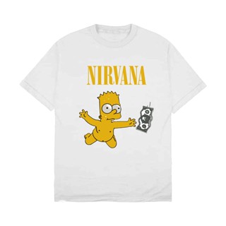 เสื้อยืดโอเวอร์ไซส์เสื้อยืด ลายวงร็อคเกอร์สตาร์ Nirvana Nevermind Simpson สําหรับเด็กS-4XL_02