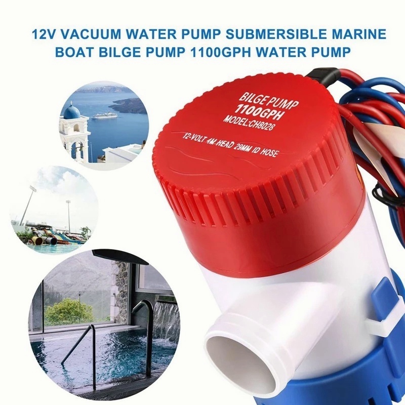 ปั๊มจุ่ม รุ่นพิเศษ น้ำท้องเรือ 48H 12/24V DC ปั๊มน้ำท้องเรือ ปั้มน้ำบ่อปลา สวิตช์ ปั๊มน้ำท้องเรือขนาดเล็ก1100GPH DC รูปที่ 8