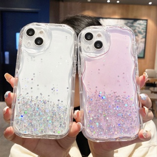 เคสโทรศัพท์มือถืออีพ็อกซี่ TPU ใส แบบนิ่ม ลายคลื่น ประดับกลิตเตอร์ สําหรับ Realme 11 Pro 10 GT Neo3 8 7 GT Master Edition