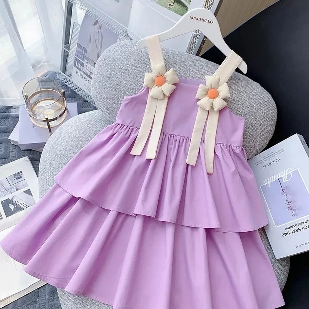 ชุดเดรสกระโปรงเด็ก kesorn shop ชุดกระโปรงเด็กลาย041 ผ้านุ่มเรียบเบาบางสวมใส่สบาย สำหรับน้อง 1-8 ปีโดยประมาณ เสื้อผ้าเ...