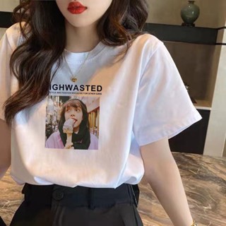 【hot sale】【จุด】แขนสั้น Tเสื้อยืด ของผู้หญิง ฤดูร้อน 2022 ของใหม่ สไตล์เกาหลีสไตล์ น้ำ หลวมพอดี ins สีขาว รอบคอ พิมพ์ลาย