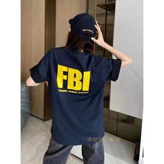 Balenciaga 22 เสื้อยืดคอกลม แขนสั้น พิมพ์ลายโลโก้ FBI ทรงหลวม แฟชั่นฤดูใบไม้ผลิ และฤดูร้อน สําหรับผู้ชาย และผู้หญิง