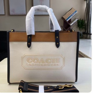 COACH c0777 Field Tote กระเป๋าถือสุภาพสตรี/กระเป๋าช้อปปิ้งหนังวัว/กระเป๋าโท้ทสี่เหลี่ยม/กระเป๋าโท้ทเปิด/ช่องซิปปิด