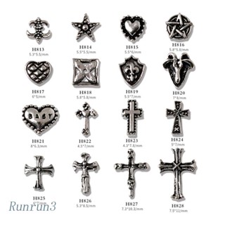 Runny สติกเกอร์โลหะ รูปหัวใจ 3D สีโครม สไตล์พังก์ สําหรับติดตกแต่งเล็บ 10 ชิ้น