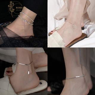 Roselife สร้อยข้อเท้าเงิน S925 แวววาว สไตล์เกาหลี เรียบง่าย …