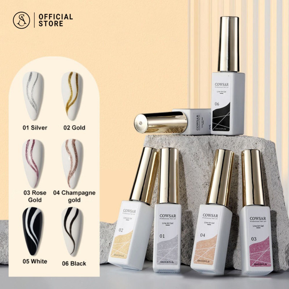 ❤️พร้อมส่งในไทย✨Liner Gel🥰ส่งไวมาก✨ สีเจลกรีตเตอร์แน่นมากๆ ใช้ตัดเส้น ลากเส้น Liner gel Cowsar