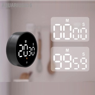 Aquarius316 นาฬิกาจับเวลาถอยหลังแบบหมุน LED 280 จอแสดงผลดิจิตอล Magnetic Multifunctional Timer สีดำ