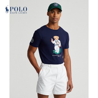 Rl/rl เสื้อยืดลําลอง แขนสั้น พิมพ์ลายหมี Wimbledon 23 เหมาะกับฤดูร้อน สําหรับผู้ชาย RL16924