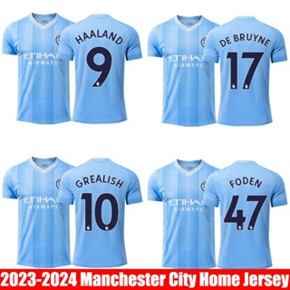 เสื้อยืดกีฬาแขนสั้น ลายทีมฟุตบอล Manchester City Jersey Haaland De Bruyne Grealish Mahrez Foden พลัสไซซ์ PG1 23 24