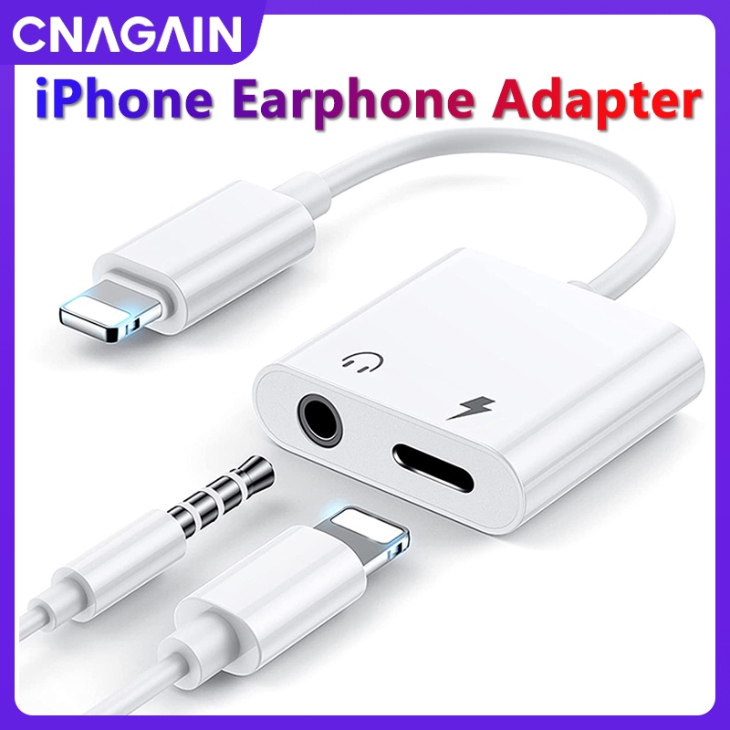Cnagain อะแดปเตอร์แยกสายหูฟัง Aux เป็นสายแจ็คหูฟัง 3.5 มม. สําหรับ IPhone 14 pro max 13 12 11 X 8 7 Plus