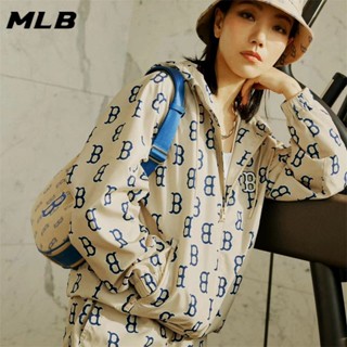 Mlb NY ของแท้ 100% เสื้อแจ็กเก็ต กันแดด มีฮู้ด ปักลายโลโก้ มีซิป สําหรับผู้ชาย ผู้หญิง