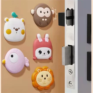 สติ๊กเกอร์กันรอยประตูแบบมีกาวในตัว ด้ามจับซิลิโคน ลายการ์ตูน แผ่นรองผนังกันกระแทกแบบมีกาวในตัว สำหรับปรับปรุงบ้าน TH