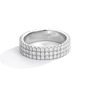 moissanite diamond wedding Band แหวนเงิน เกรด 925 ประดับเพชร สําหรับงานแต่งงาน