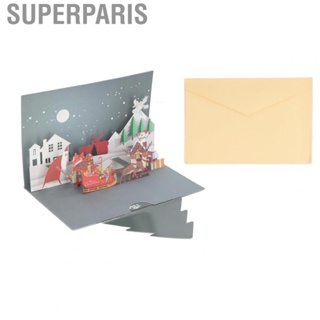 Superparis 3D Christmas Cards Handcraft Paper Carving Snowscape 3D Popup Greeting Cards with Envelope for Write Blessing Greeting Card new