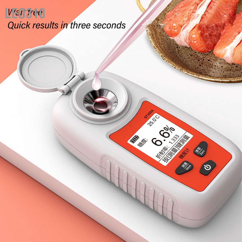 Leo310 LCD Brix Digital Refractometer Non Slip Dust Proof Cover Sweetness Meter Tester for Fruits