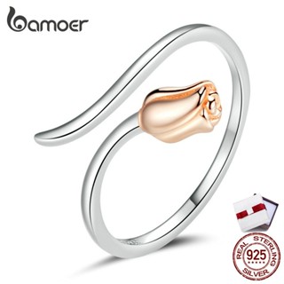 Bamoer 925 silver rose ring adjustable size For Women fashion jewellery SCR761