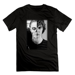 【ใหม่】ผู้ชาย T เสื้อแฟชั่น Evan Peters Skull Ahs Roanoke โปสเตอร์เสื้อยืดผู้ชาย Tees ตลกเสื้อ Hipster ฤดูร้อน Harajuku s