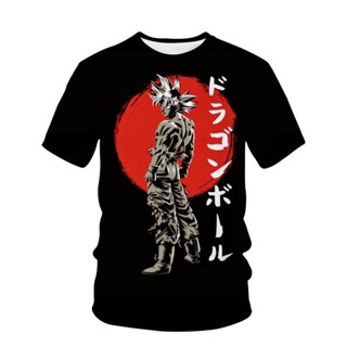 【ใหม่】Anime Mens T-Shirt High Quality 3D Printing Funny Dragon Ball Print Casual Loose Neck Mens Short Sleeve T-Shirt