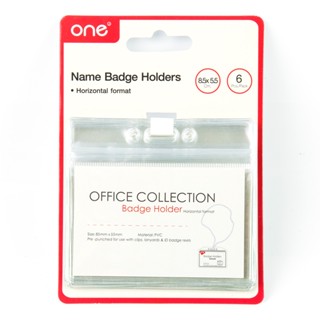 ONE ซองป้ายชื่อมีซิป แนวนอน 21401802 ขนาด 8.5x5.5ซม.(แพ็ค6) สีใส