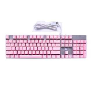OKER Keyboard Gaming Mechanical รุK428 PINK BACKLIT BLUESWITCH