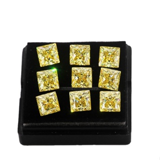 Princess Cut Yellow Moissanite Diamond เพชรโมอิส สีเหลือง ทรงสี่เหลี่ยม สไตล์เจ้าหญิง