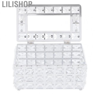 Lilishop Tissue Holder Rectangular Crystal Tissue Box Stainless Steel Base for Living Room Bedroom Kitchen Office