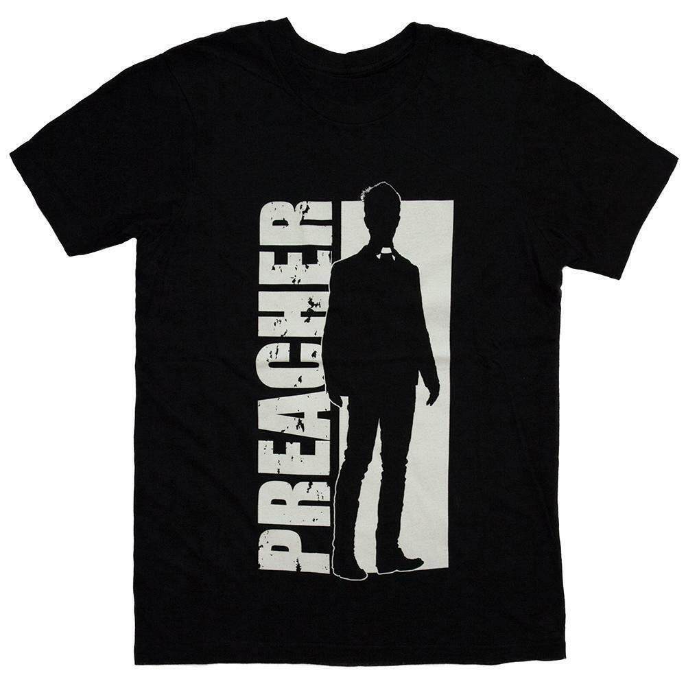 คอกลม เสื้อยืดคอกลมcrew neckamc preacher ทีวีซีรีส์ jesse custer silhouette เสื้อยืด 100% ใหม่แขนสั้