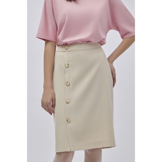 ESPADA กระโปรงเอวสูงทรงดินสอ ผู้หญิง สีเบจ | High Waist Pencil Skirt | 4621