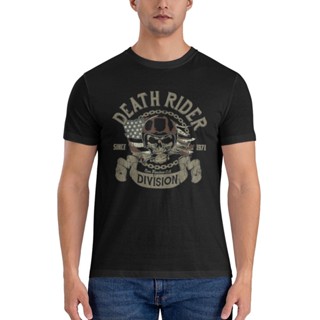 เสื้อยืด พิมพ์ลายหัวกะโหลก Biker Death Rider Skull Cafe Racer สําหรับผู้ชาย