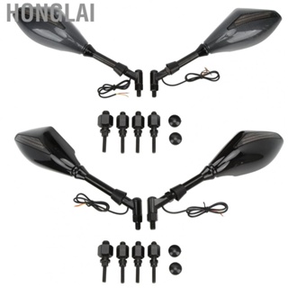 Honglai Motorcycle Side Mirror with Turn Signals Universal Pair Motorbike Rearview Mirror Yellow  for Modification