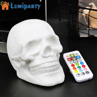 Lumiparty โคมไฟ LED รูปหัวกะโหลก ชาร์จ USB พร้อมรีโมตคอนโทรล สําหรับตกแต่ง